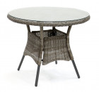 AKS Frontera Bistrotisch Polyrattan Glasplatte antique walnut 90x74,5 cm