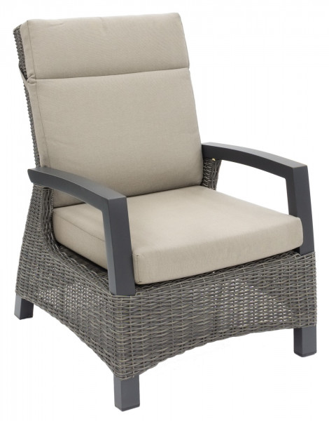 AKS Benedetto Loungesessel Polyrattan charcoal grey, Kissen taupe 2022