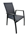 AKS Maine Stapelsessel Aluminium anthrazit Textilen grau Alu Armlehnen 56x69x94 cm