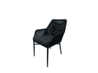 AKS Billings Stapelsessel Alu anthrazit Twisted Wicker grau Kissen dunkelgrau 62x65,8x90,5 cm