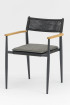 AKS Brandon Diningsessel Alu charcoal Rope anthrazit Teak Armlehnen