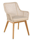 AKS Glenville Diningsessel Rope cream Teakbeine natur inkl. Kissen 58x68x89 cm