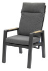 AKS Ragusa Diningsessel 62x73x112,5 cm Aluminium anthrazit mit Kissen Teakinlays in den Armlehnen