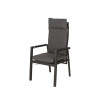 AKS Stafford Diningsessel Move 58x63,5x108 cm Aluminium anthrazit Kissen grau mit Alu Armlehnen