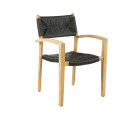 AKS Passos Stapelsessel 60x61x87,5 cm Kunststoffgeflecht anthrazit, Teak natur