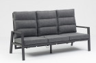 AKS Lusia Loungesofa 3er 192x74,5x103 cm Aluminium charcoal Kissen dunkelgrau