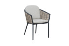 AKS Bolton Loungesessel 60x63,5x75 cm Aluminium hellgrau Geflecht grau Kissen beige