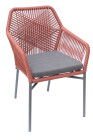 AKS Barly Stapelsessel 59x65x87 cm Rope rosa Kissen grau