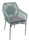 AKS Barly Stapelsessel 59x65x87 cm Rope grün Kissen grau