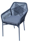 AKS Barly Stapelsessel 59x65x87 cm Rope dunkelgrau Kissen grau