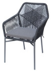 AKS Barly Stapelsessel 59x65x87 cm Rope grau Kissen grau