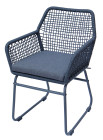 AKS Nantes Diningsessel 58x62x83 cm Rope dunkelgrau Kissen grau