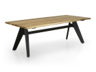AKS Harvey Diningtisch 220x100x76 cm Aluminium charcoal Teaktischplatte