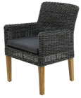 AKS Austin Diningsessel Polyrattan Kunstoffgeflecht charcoal, Kissen natur
