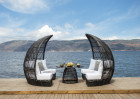 AKS Bamboo Loungegruppe Polyrattan/Kunstoffgeflecht rauch, 4tlg