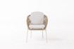 AKS Brezone Diningsessel 62x63x77 cm Aluminium ivory white Twisted Wicker natur Kissen coconut