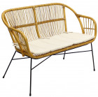 AKS Firenze Sitzbank Naturrattan Naturgeflecht Eisen honey 113x65x82 cm