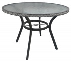 AKS Gomera Bistrotisch Aluminium Polyrattan Kunstoffgeflecht greywood Glasplatte 105 cm