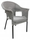 AKS Gomera Stapelsessel Aluminium Polyrattan Kunstoffgeflecht greywood