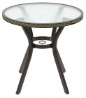 AKS Gomera Bistrotisch Aluminium Polyrattan/Kunstoffgeflecht grau Glasplatte 72 cm
