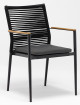 AKS Granby Diningsessel Aluminium Teakholz schwarz 65x56,5x90 cm