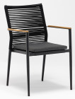 AKS Granby Diningsessel Aluminium Teakholz schwarz 65x56,5x90 cm
