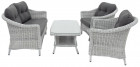 AKS Irvine Loungegruppe Polyrattan Kunstoffgeflecht pear blue Kissen anthra