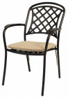 AKS Leeds Diningsessel Aluminiumguss bronze, Kissen beige 59x65,5x91 cm