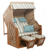 AKS Rostock XL Strandkorb Polyrattan Pinienholz seashell 160x130x80 cm
