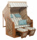 AKS Rostock XL Strandkorb Polyrattan Pinienholz seashell 160x130x80 cm