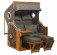 AKS Stralsund XL Strandkorb Polyrattan Teakholz stone grey 135x165x92 cm