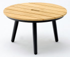 AKS Ward Beistelltisch Aluminium schwarz Teakholz 60 cm