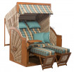 AKS Rostock XL Strandkorb Polyrattan Teakholz griseum 160x130x80 cm