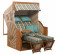 AKS Rostock XL Strandkorb Polyrattan Teakholz griseum 160x130x80 cm